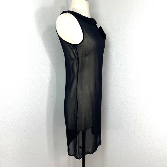 Persaman New York Black Sheer Rayon Shift Dress Small Sleeveless Cocktail Party - Picture 9 of 11
